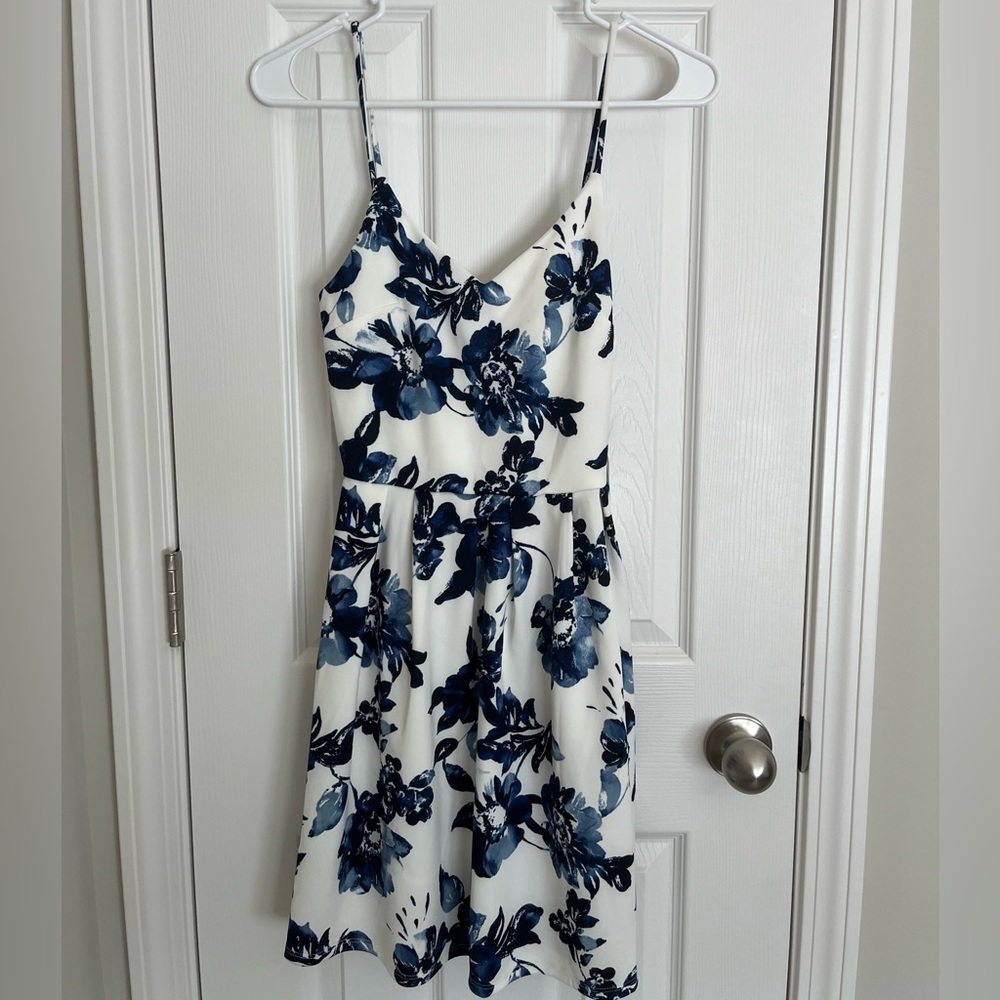 Blue and white floral dress